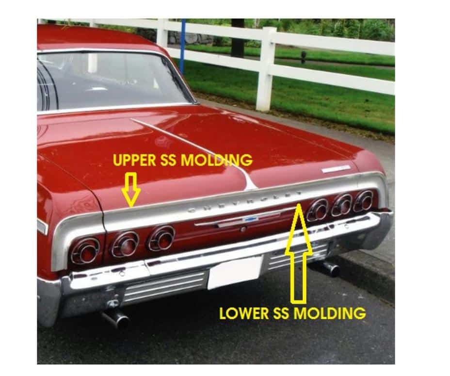 64 Chev Impala SS Trunk Mold UPPER
